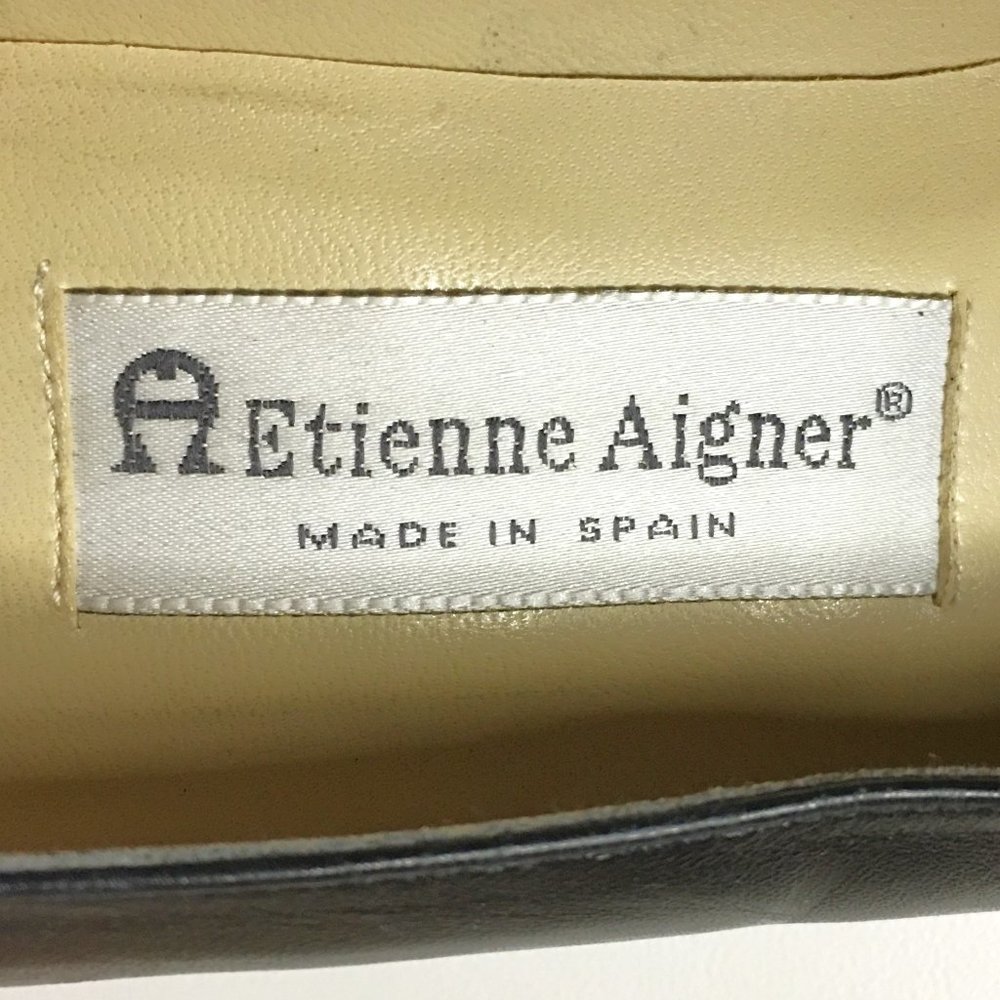 ETIENNE AIGNER Black Leather "Monte Carlo" Block Heel Pumps   7M - Picture 10 of 14